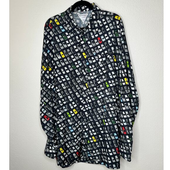 Bottega Veneta Black Car Print Long Sleeve Button Shirt Tunic 54 / L - Picture 3 of 14